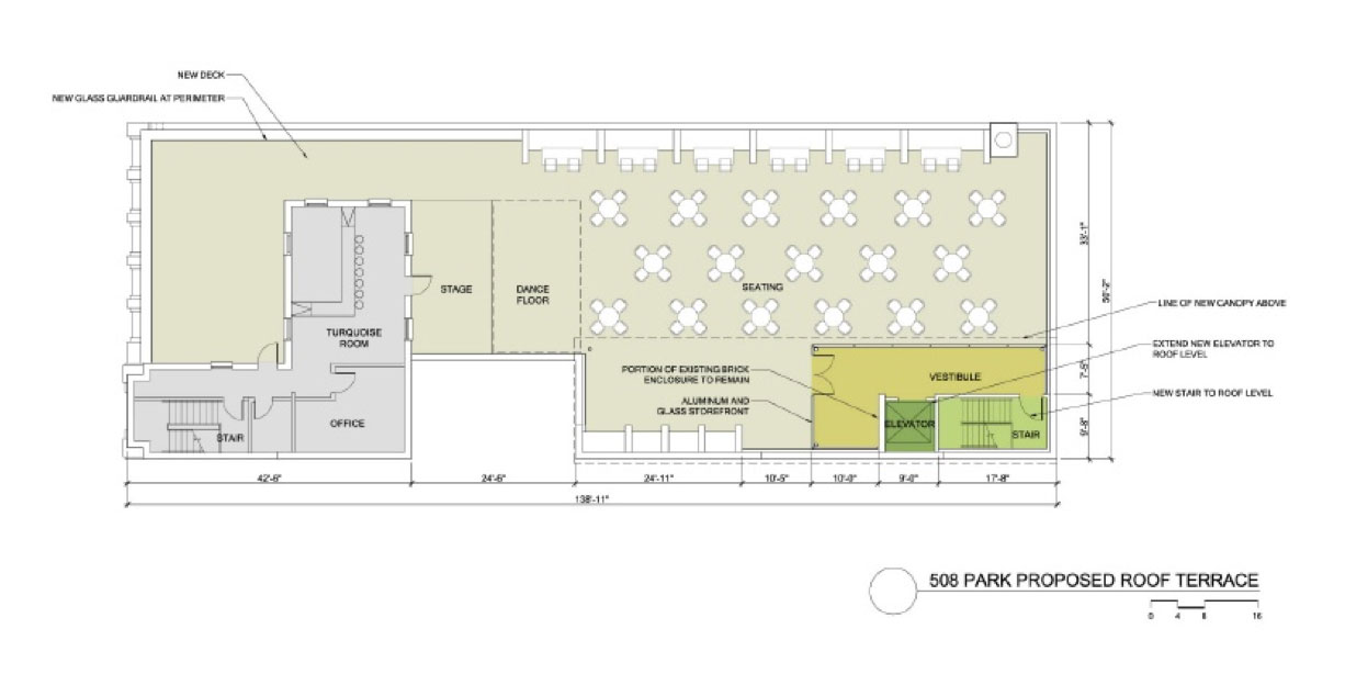 Plans for rooftop deck of 508 Park Avenue